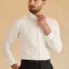 Long Sleeves White Men's Suit Shirt
