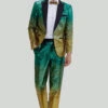 Gold Green Men's 2 Piece Notched Lapel Sequins Suits