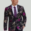 Black Jacquard Satin Notched Lapel Prom Blazer