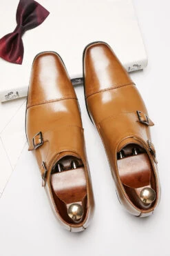 Black Monk Strap Men's Leather Slip-On Dress Shoes 18 Black Monk Strap Men's Leather Slip-On Dress Shoes -Zapaka Sales Store CGMZL002 Brown 1 first