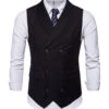 Black Double Breasted Shawl Lapel Men's Suit Vest