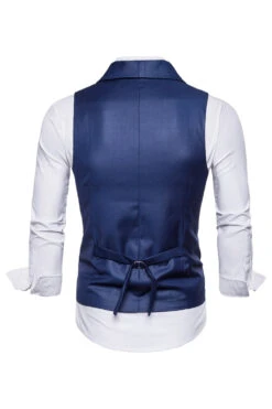 Black Double Breasted Shawl Lapel Men's Suit Vest -Zapaka Sales Store CGMZL009 Dark Blue 2