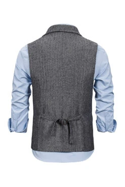 Brown Tweed Single Breasted Notched Lapel Men's Suit Vest -Zapaka Sales Store CGMZL013 Grey 2