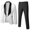 White Jacquard Men's 3 Pieces Prom Suits