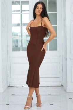 Coffee Spaghetti Straps Bodycon Cocktail Dress -Zapaka Sales Store CGYHQ1115 Coffee 3 c831b57d 8d27 4b80 bb0b e4681296c898
