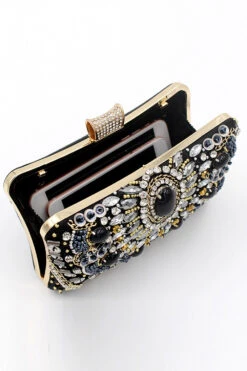 Black Beaded Shoulder Chain Evening Clutch -Zapaka Sales Store CGZL221046 Black 5