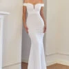 White Off The Shoulder Mermaid Prom Dress