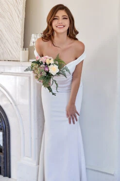 White Off The Shoulder Mermaid Prom Dress -Zapaka Sales Store CGZL221437 White 4