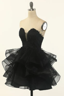 Strapless Tulle Little Black Dress -Zapaka Sales Store CGZL221472 Black 3