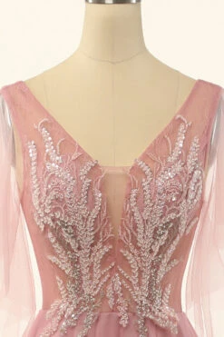 Blush Beading Tulle A-line Prom Dress -Zapaka Sales Store CGZL221477 Blush 4