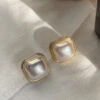 Vintage Square Pearl Earrings