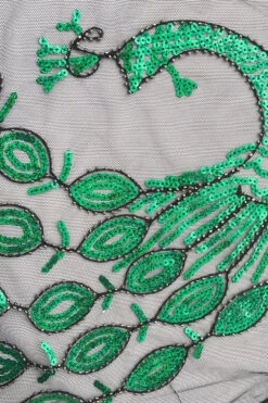 Black Sequined Peacock 1920s Cape -Zapaka Sales Store CGZL222365 Black Green 2