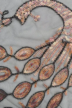 Black Sequined Peacock 1920s Cape -Zapaka Sales Store CGZL222365 Black Rose Golden 2