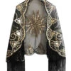 Black Golden Sequined 1920s Cape With Fringes