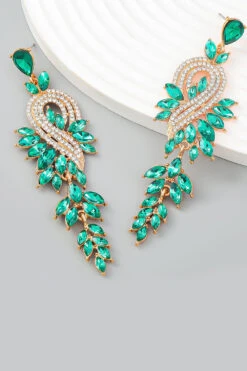 Earrings With Beadings And Rhinestones -Zapaka Sales Store CGZL222485 20Green 2