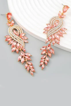 Earrings With Beadings And Rhinestones -Zapaka Sales Store CGZL222485 20Rose 20Golden 2