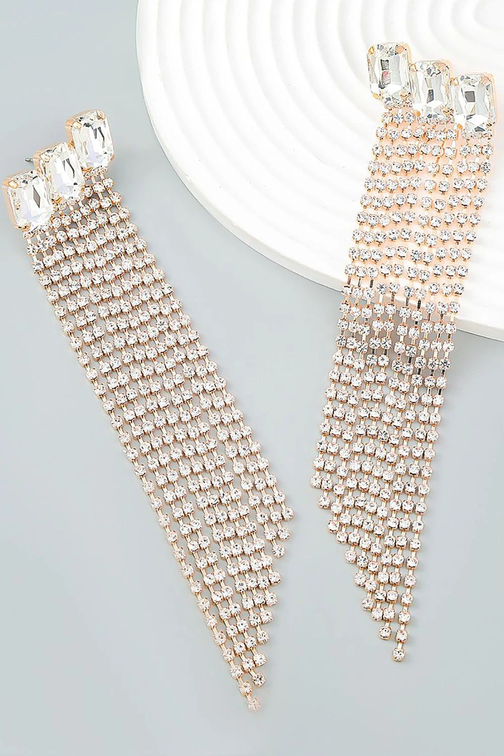 Fuchsia Beaded Rhinestone Party Earrings 6 Fuchsia Beaded Rhinestone Party Earrings - Image 6