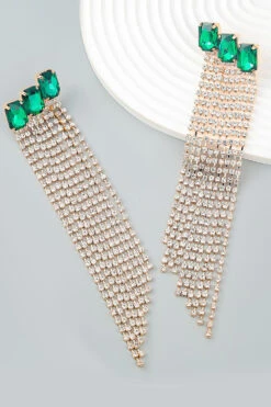 Fuchsia Beaded Rhinestone Party Earrings 11 Fuchsia Beaded Rhinestone Party Earrings -Zapaka Sales Store CGZL222487 20Green 2