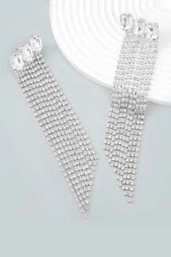 Fuchsia Beaded Rhinestone Party Earrings 15 Fuchsia Beaded Rhinestone Party Earrings -Zapaka Sales Store CGZL222487 20Silver 2