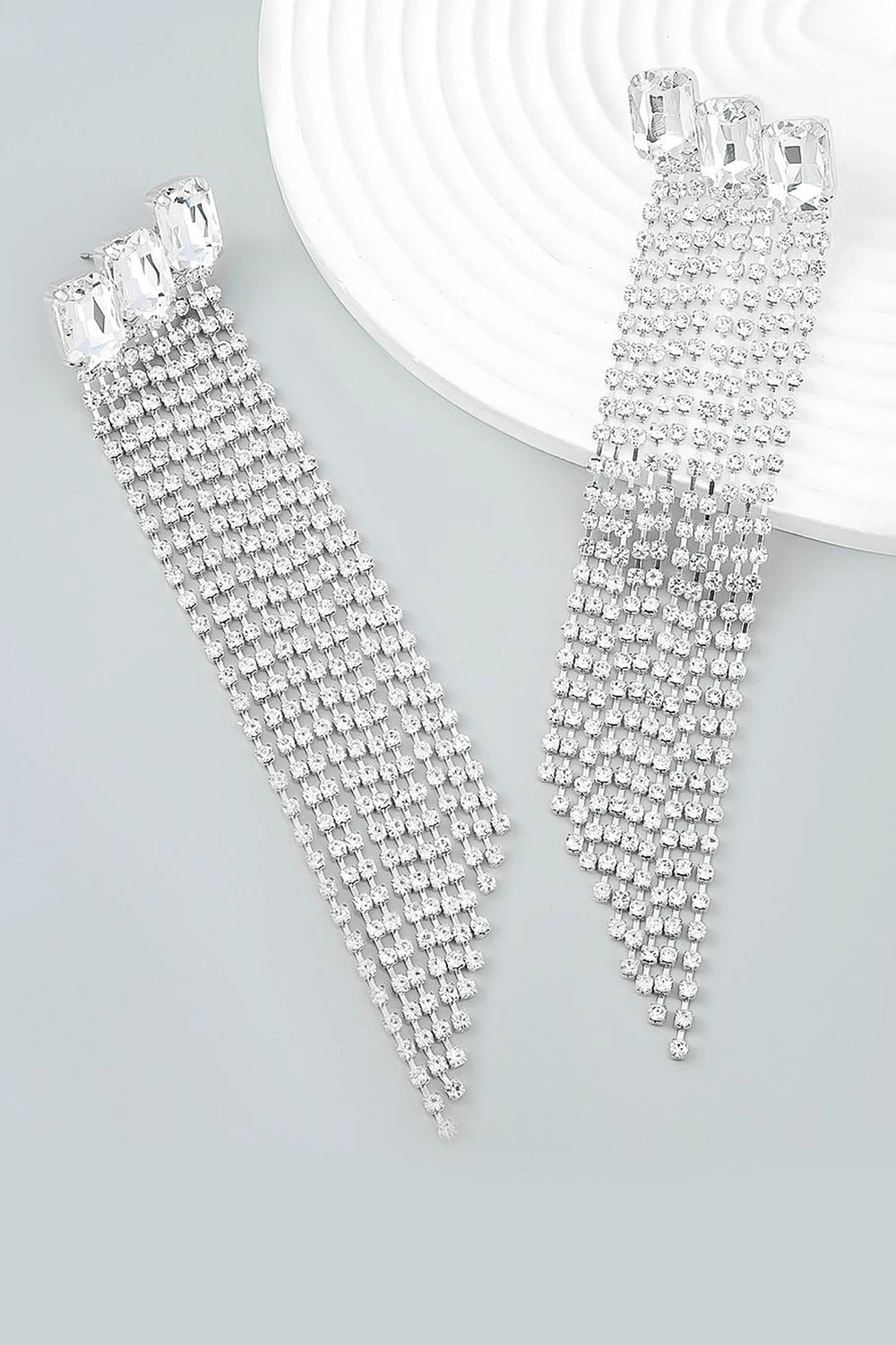 Fuchsia Beaded Rhinestone Party Earrings 8 Fuchsia Beaded Rhinestone Party Earrings - Image 8