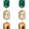 Green Rhinestone Beaded Party Earrings
