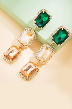 Green Rhinestone Beaded Party Earrings -Zapaka Sales Store CGZL222496 20Green 2