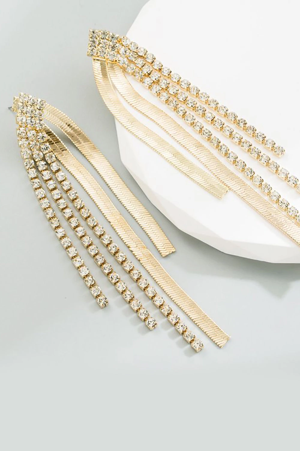 Golden Beaded Prom Earrings 2 Golden Beaded Prom Earrings - Image 2