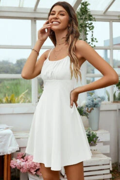 White Open Back Spaghetti Straps Graduation Dress -Zapaka Sales Store CGZL231146 White 6 04 03 2023