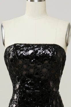 Black Strapless Sequined Mermaid Prom Dress -Zapaka Sales Store CMYY001 Black 4