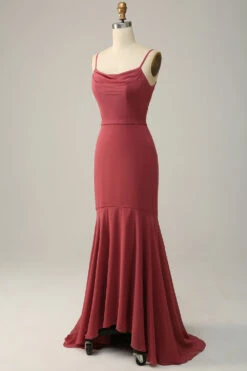 Desert Rose Spaghetti Straps Mermaid Open Back Bridesmaid Dress -Zapaka Sales Store CR531 16 Desert Rose 2