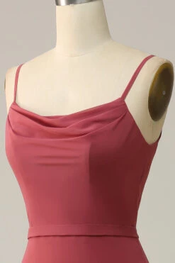 Desert Rose Spaghetti Straps Mermaid Open Back Bridesmaid Dress -Zapaka Sales Store CR531 16 Desert Rose 5