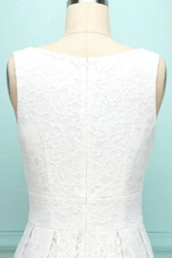 White V-neck Lace Dress -Zapaka Sales Store DP3A8896