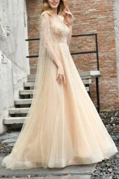 Champagne Beaded Long Prom Dress -Zapaka Sales Store DSC 4317