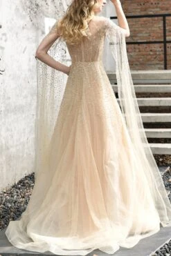 Champagne Beaded Long Prom Dress -Zapaka Sales Store DSC 4398