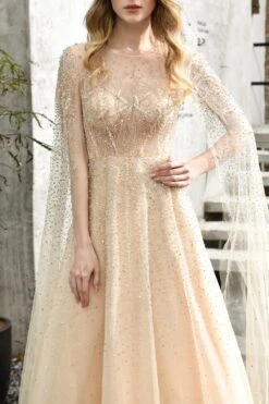Champagne Beaded Long Prom Dress -Zapaka Sales Store DSC 4447