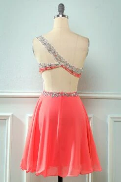 One Shoulder Sequins Cocktail Dress -Zapaka Sales Store DT90298 Red 55