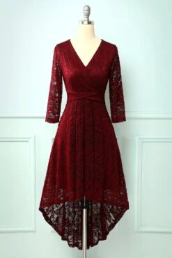 Blush High Low Lace -Zapaka Sales Store DTC10052Burgundy