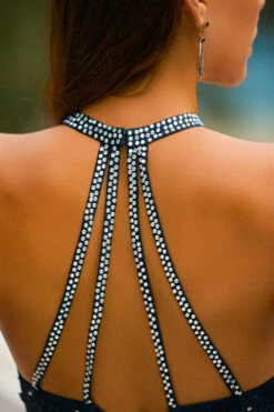 Two Piece Open Back Navy Prom Dress -Zapaka Sales Store DY20190207 5