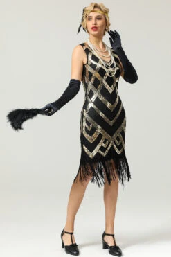 Sequins 1920s Fringe Flapper Dress -Zapaka Sales Store EM3040Gold 6