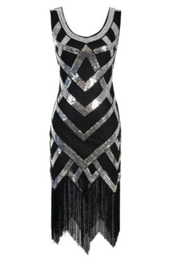 Sequins 1920s Fringe Flapper Dress -Zapaka Sales Store EM3040Silver