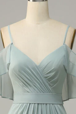 Dusty Sage Cold Shoulder A Line Long Bridesmaid Dress -Zapaka Sales Store HAYLN542 Dusty Sage 4