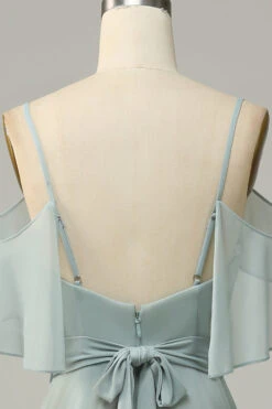 Dusty Sage Cold Shoulder A Line Long Bridesmaid Dress -Zapaka Sales Store HAYLN542 Dusty Sage 6