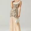 Champagne 1920s Flapper Glitter Dresses