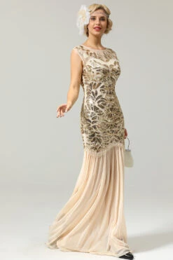 Champagne 1920s Flapper Glitter Dresses -Zapaka Sales Store JHQC022champagne 4