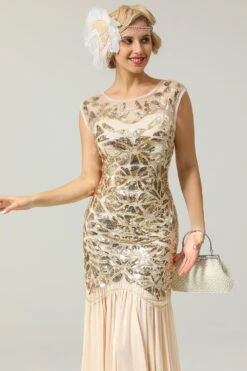 Champagne 1920s Flapper Glitter Dresses -Zapaka Sales Store JHQC022champagne 5