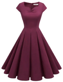Retro Style Sweetheart 1950s Dress -Zapaka Sales Store JHQC084Burgundy