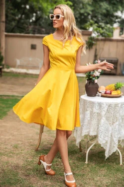 Retro Style Sweetheart 1950s Dress -Zapaka Sales Store JHQC084Yellow 4