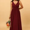 A-line Chiffon Burgundy Bridesmaid Dress