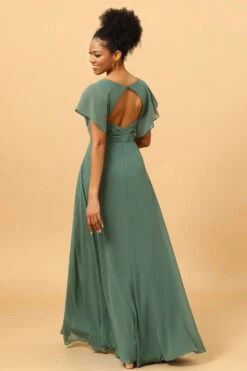 Chiffon A-line Green Bridesmaid Dress With Slit -Zapaka Sales Store PPYG3701 Eucalyptus 5 2504f251 c55e 4def bb25 3ad5b1f9ffc6