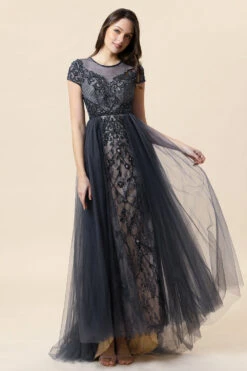 Sparkly Grey Beaded Long Formal Dress -Zapaka Sales Store SQ0831DarkGrey 3 0958b113 9448 4bb2 baf7 25baf85adc12